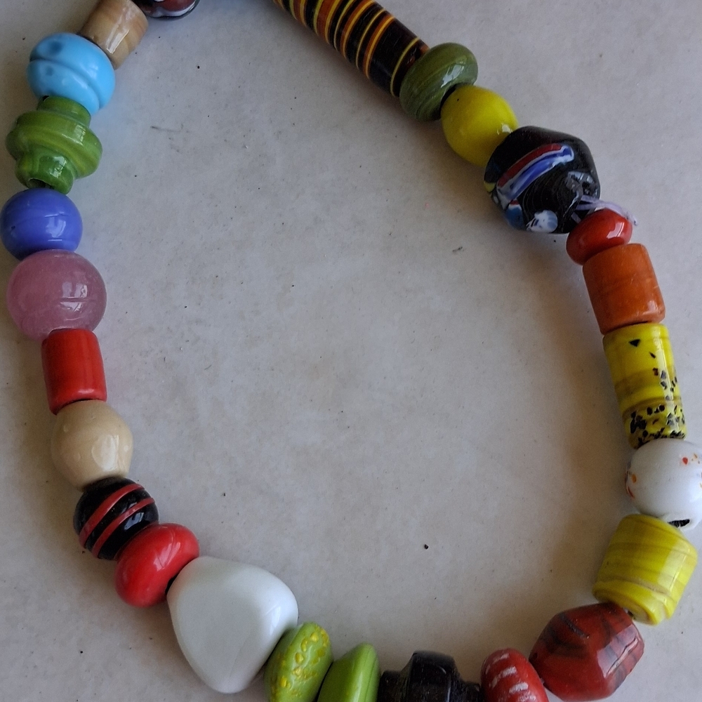 Handcrafted Multicolor Glass Beads On String.   African or Caribbean Style - Picture 3 of 9